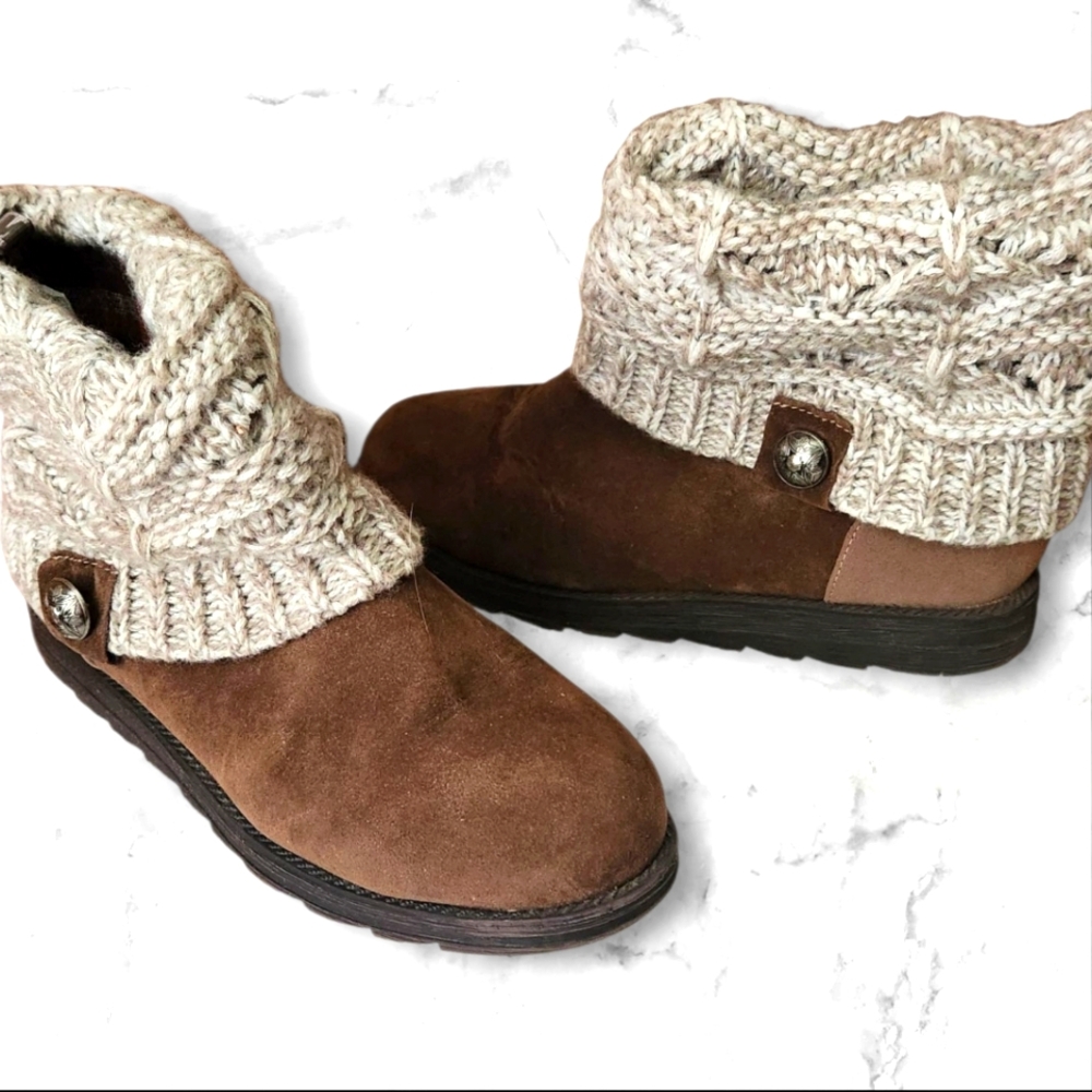Mukluk Brown Suede Boots with Knit Cuff- Womens Size 7 - Picture 1 of 9